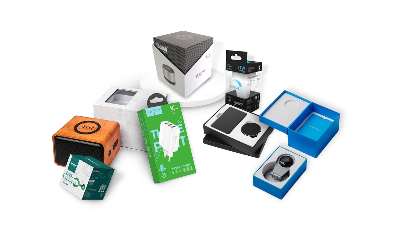 Electronics packaging boxes